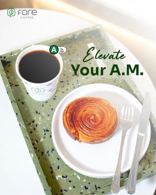 Image 61: Your usual mornings but better! ☀️ We know starting your day right sets the tone for everything. Why not ditch the routine and make it amazing with a delicious Fore Coffee and your favorite Deli treat?☕🥐 #ForeCoffeeSingapore