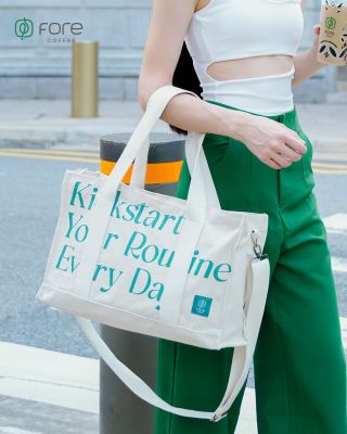 Image 44: Your Sunday errands made easy! ☕️ Spacious, durable, and stylish, our “Everyday Routine Canvas Tote Bag” can carries all your essentials - groceries, gym clothes, and of course, your favorite Fore tumbler. Shop yours today and kickstart your week in style! #ForeCoffeeSingapore